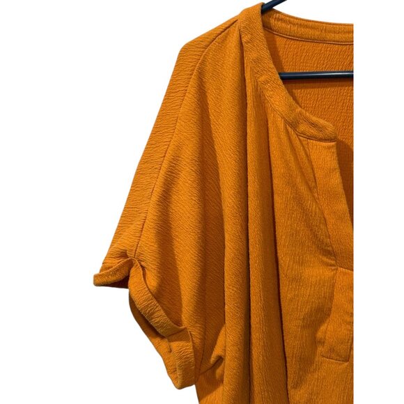 Ava & Viv Womens mustard yellowTextured V-Neck Blouse Size 4X Lightweight & Rela - Picture 3 of 4